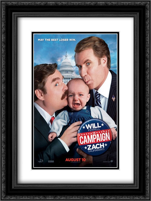 The Campaign 18x24 Black Ornate Wood Framed Movie Poster with Double Matting