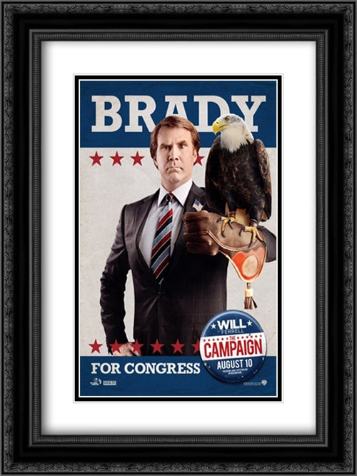 The Campaign 18x24 Black Ornate Wood Framed Movie Poster with Double Matting