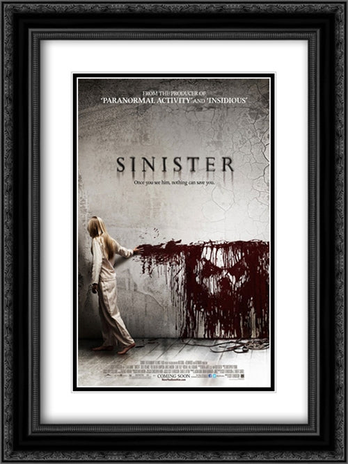 Sinister 18x24 Black Ornate Wood Framed Movie Poster with Double Matting