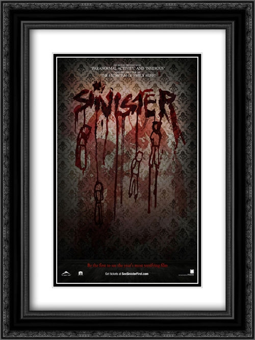 Sinister 18x24 Black Ornate Wood Framed Movie Poster with Double Matting