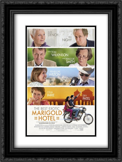 The Best Exotic Marigold Hotel 18x24 Black Ornate Wood Framed Movie Poster with Double Matting