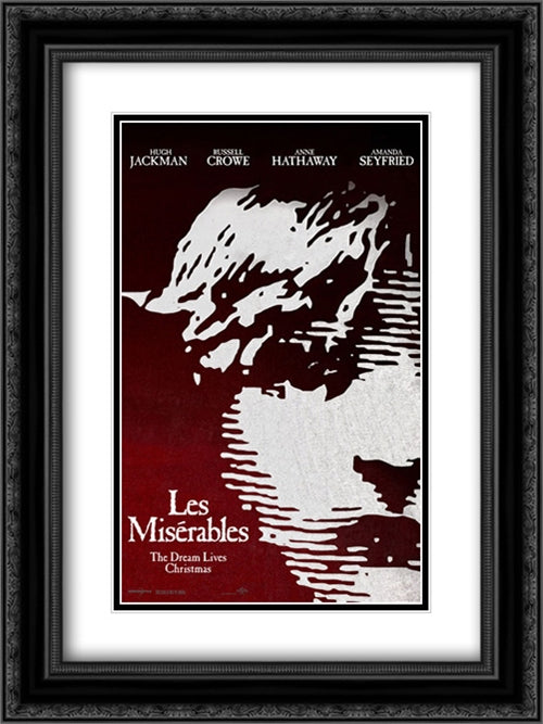 Les Miserables 18x24 Black Ornate Wood Framed Movie Poster with Double Matting