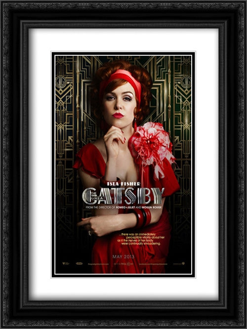 The Great Gatsby 18x24 Black Ornate Wood Framed Movie Poster with Double Matting