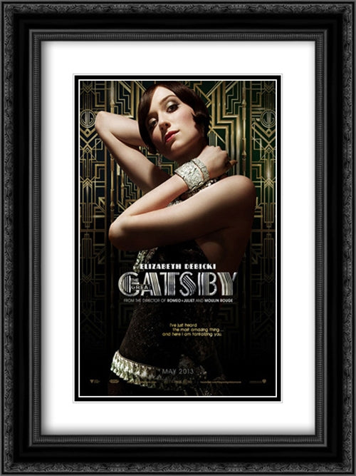 The Great Gatsby 18x24 Black Ornate Wood Framed Movie Poster with Double Matting