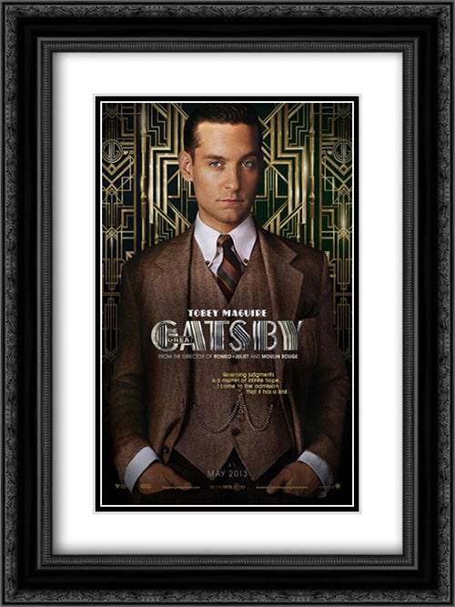 The Great Gatsby 18x24 Black Ornate Wood Framed Movie Poster with Double Matting