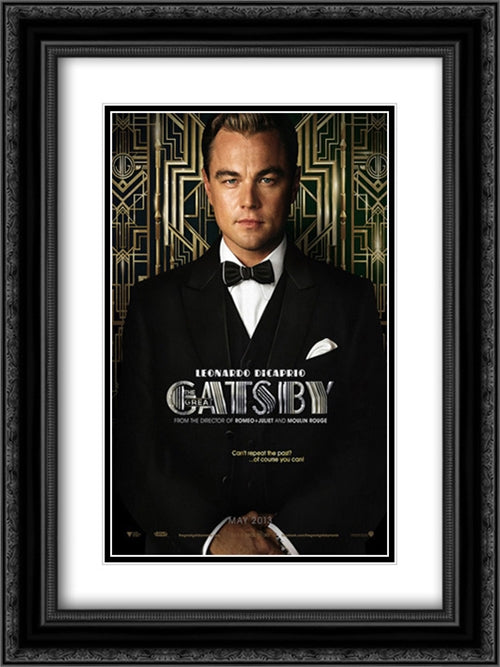The Great Gatsby 18x24 Black Ornate Wood Framed Movie Poster with Double Matting
