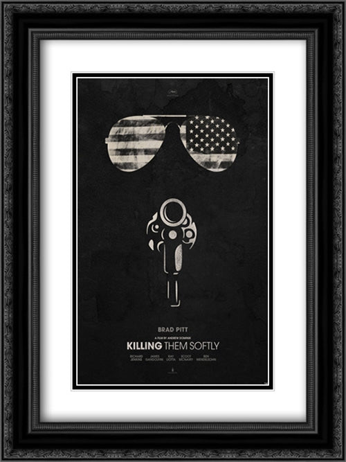 Killing Them Softly 18x24 Black Ornate Wood Framed Movie Poster with Double Matting
