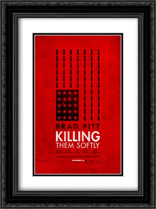 Killing Them Softly 18x24 Black Ornate Wood Framed Movie Poster with Double Matting