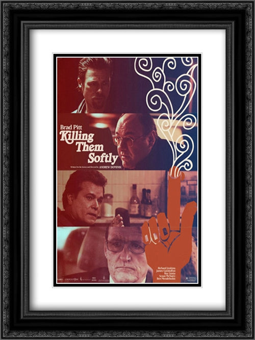 Killing Them Softly 18x24 Black Ornate Wood Framed Movie Poster with Double Matting
