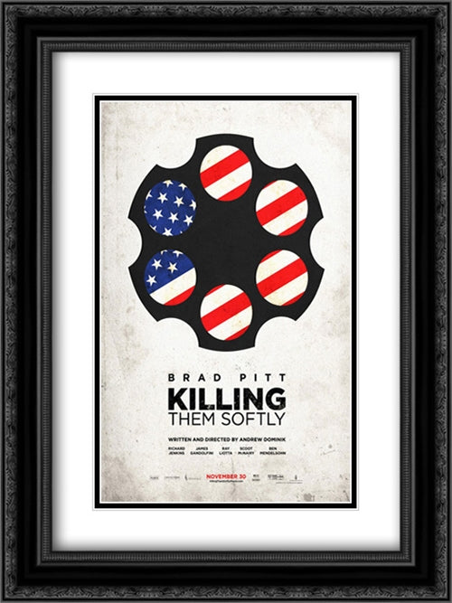 Killing Them Softly 18x24 Black Ornate Wood Framed Movie Poster with Double Matting