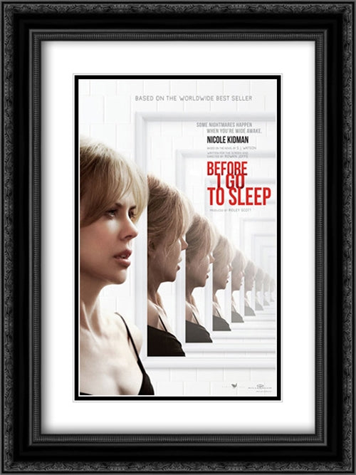 Before I Go To Sleep 18x24 Black Ornate Wood Framed Movie Poster with Double Matting