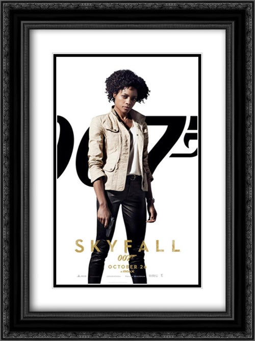 007 Skyfall 18x24 Black Ornate Wood Framed Movie Poster with Double Matting