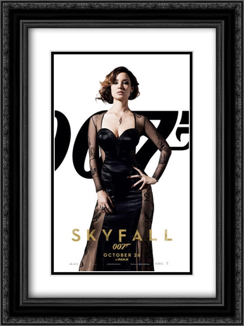 007 Skyfall 18x24 Black Ornate Wood Framed Movie Poster with Double Matting