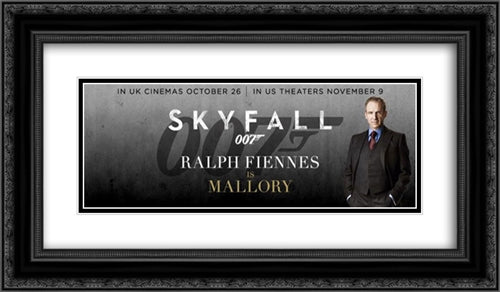 007 Skyfall 24x14 Black Ornate Wood Framed Movie Poster with Double Matting