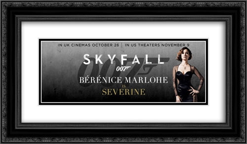 007 Skyfall 24x14 Black Ornate Wood Framed Movie Poster with Double Matting