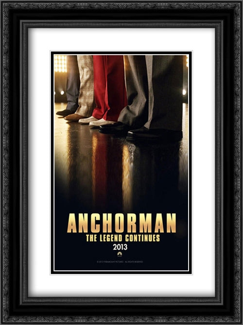 Anchorman 2: The Legend Continues 18x24 Black Ornate Wood Framed Movie Poster with Double Matting