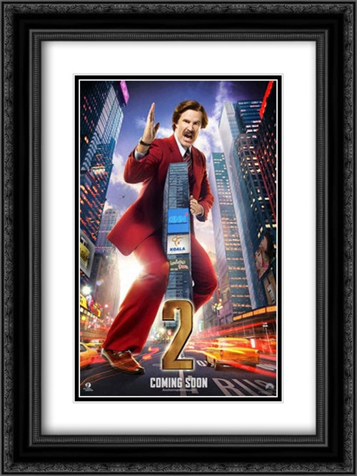 Anchorman 2: The Legend Continues 18x24 Black Ornate Wood Framed Movie Poster with Double Matting