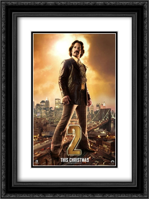 Anchorman 2: The Legend Continues 18x24 Black Ornate Wood Framed Movie Poster with Double Matting