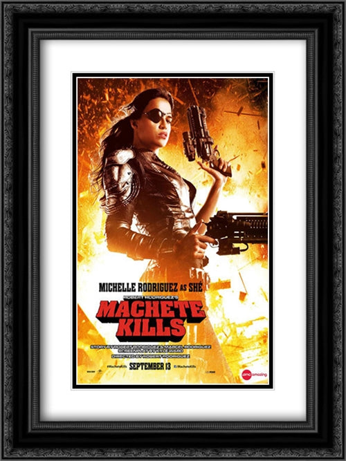 Machete Kills 18x24 Black Ornate Wood Framed Movie Poster with Double Matting
