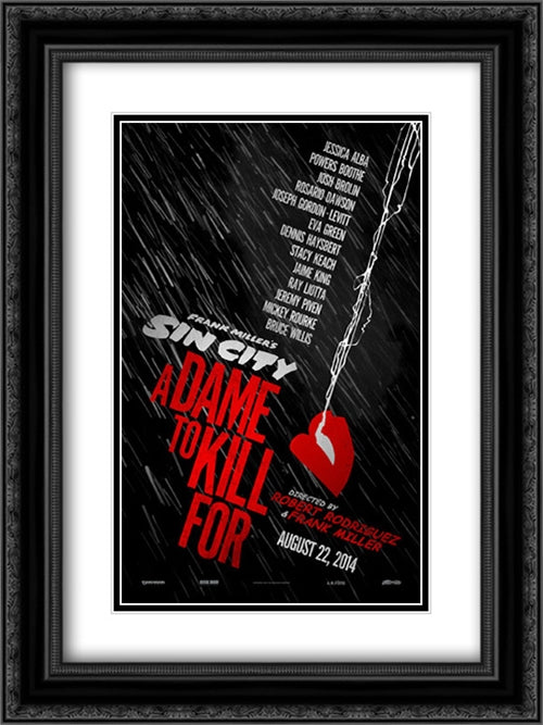Sin City: A Dame to Kill For 18x24 Black Ornate Wood Framed Movie Poster with Double Matting