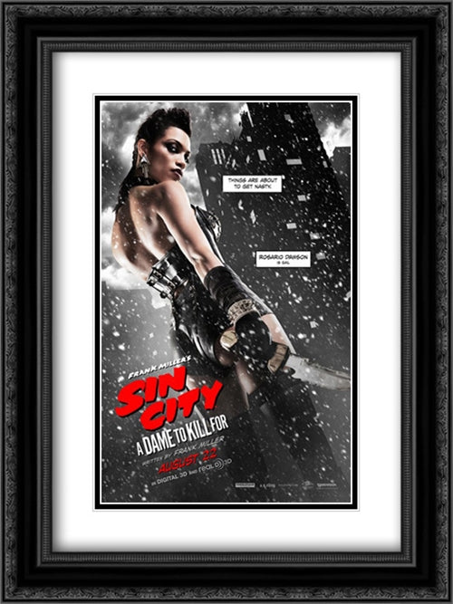 Sin City: A Dame to Kill For 18x24 Black Ornate Wood Framed Movie Poster with Double Matting
