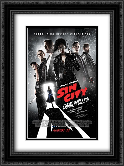Sin City: A Dame to Kill For 18x24 Black Ornate Wood Framed Movie Poster with Double Matting