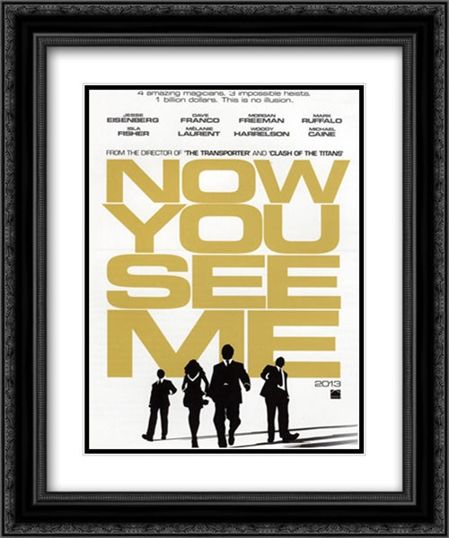 Now You See Me 20x24 Black Ornate Wood Framed Movie Poster with Double Matting