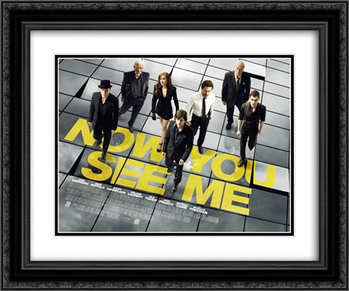Now You See Me 24x20 Black Ornate Wood Framed Movie Poster with Double Matting