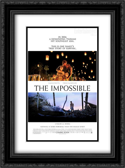 The Impossible 18x24 Black Ornate Wood Framed Movie Poster with Double Matting