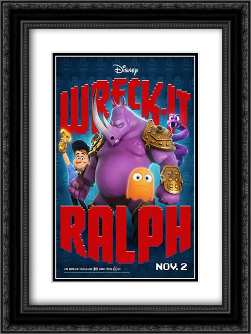 Wreck-It Ralph 18x24 Black Ornate Wood Framed Movie Poster with Double Matting