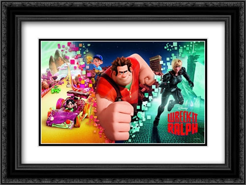 Wreck-It Ralph 24x18 Black Ornate Wood Framed Movie Poster with Double Matting