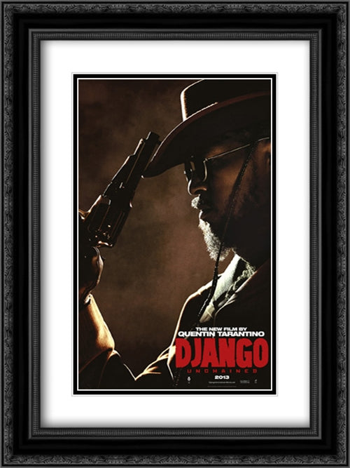 Django Unchained 18x24 Black Ornate Wood Framed Movie Poster with Double Matting