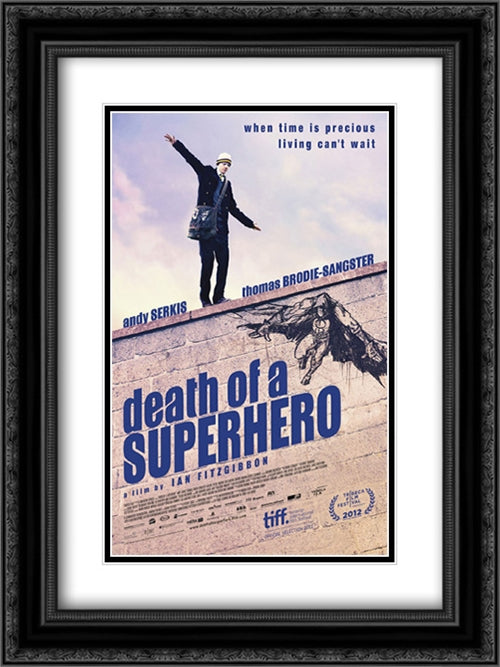 Death of a Superhero 18x24 Black Ornate Wood Framed Movie Poster with Double Matting