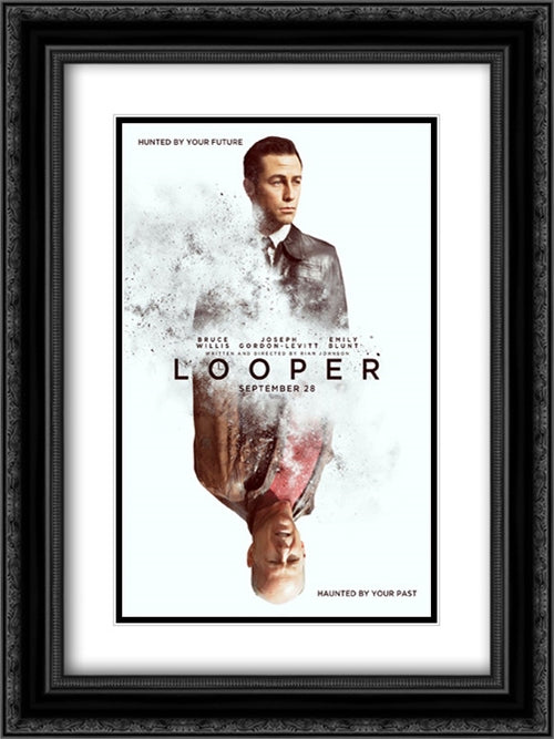Looper 18x24 Black Ornate Wood Framed Movie Poster with Double Matting