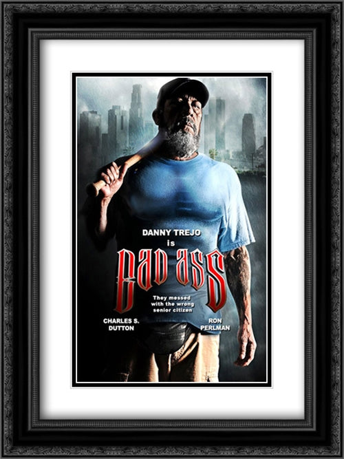 Bad Ass 18x24 Black Ornate Wood Framed Movie Poster with Double Matting