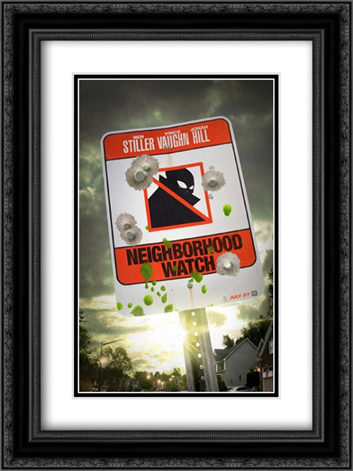 The Watch 18x24 Black Ornate Wood Framed Movie Poster with Double Matting