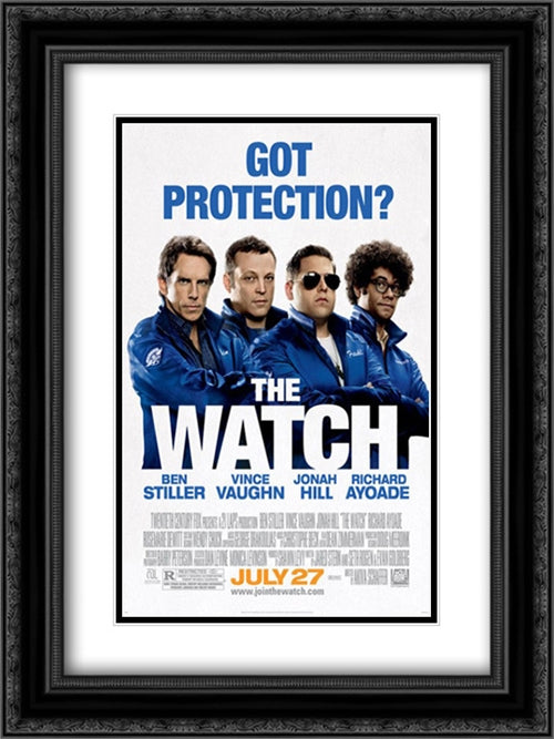 The Watch 18x24 Black Ornate Wood Framed Movie Poster with Double Matting