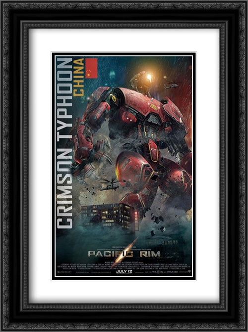 Pacific Rim 18x24 Black Ornate Wood Framed Movie Poster with Double Matting