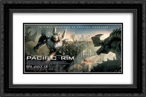 Pacific Rim 24x16 Black Ornate Wood Framed Movie Poster with Double Matting