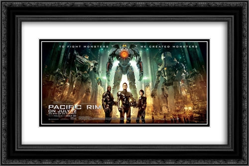 Pacific Rim 24x16 Black Ornate Wood Framed Movie Poster with Double Matting