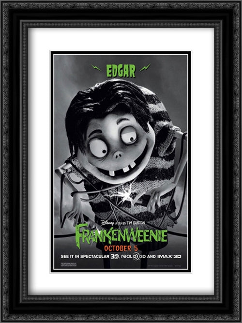 Frankenweenie 18x24 Black Ornate Wood Framed Movie Poster with Double Matting
