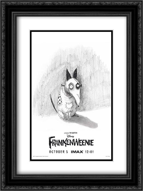 Frankenweenie 18x24 Black Ornate Wood Framed Movie Poster with Double Matting