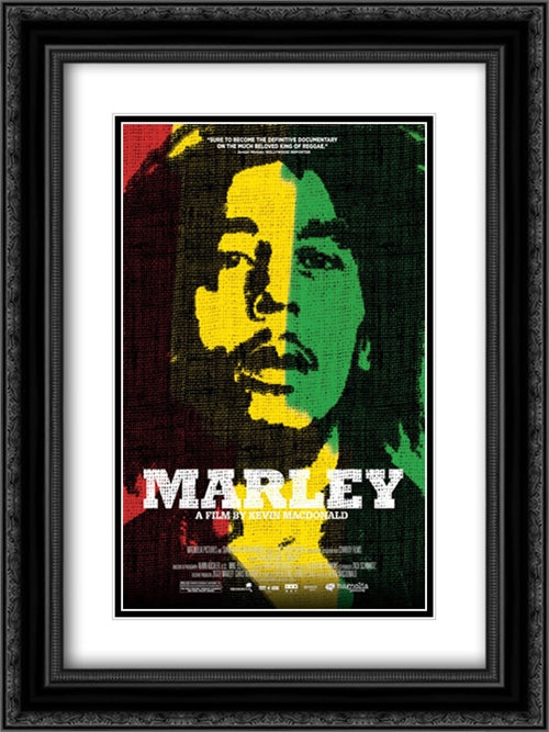 Bob Marley 18x24 Black Ornate Wood Framed Movie Poster with Double Matting