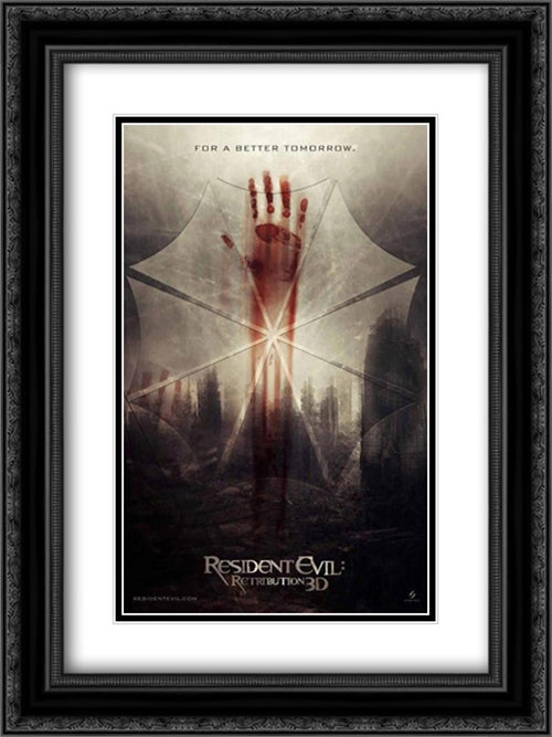 Resident Evil: Retribution 18x24 Black Ornate Wood Framed Movie Poster with Double Matting