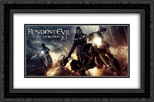 Resident Evil: Retribution 24x16 Black Ornate Wood Framed Movie Poster with Double Matting