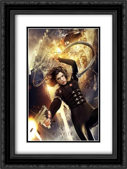 Resident Evil: Retribution 18x24 Black Ornate Wood Framed Movie Poster with Double Matting
