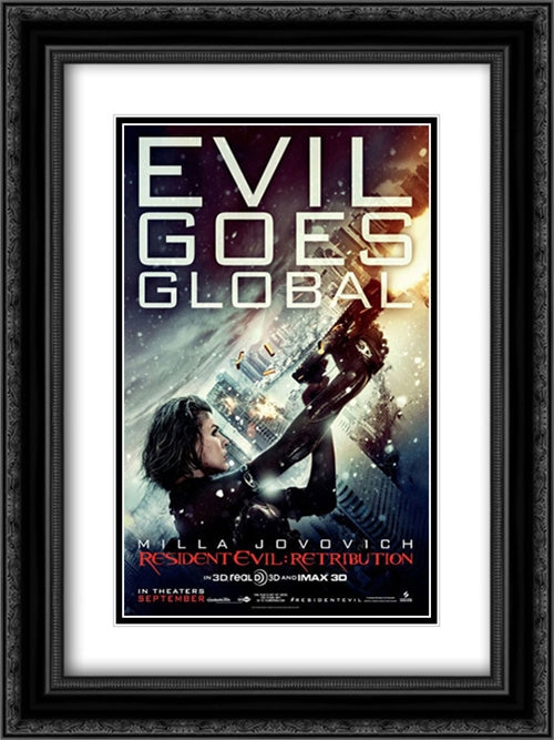 Resident Evil: Retribution 18x24 Black Ornate Wood Framed Movie Poster with Double Matting