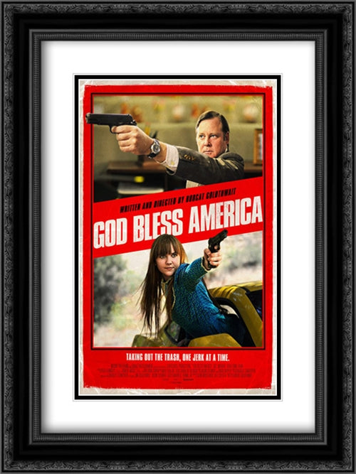 God Bless America 18x24 Black Ornate Wood Framed Movie Poster with Double Matting