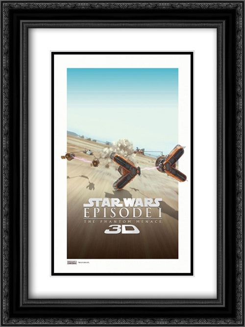 Star Wars: Episode I - The Phantom Menace 3D 18x24 Black Ornate Wood Framed Movie Poster with Double Matting