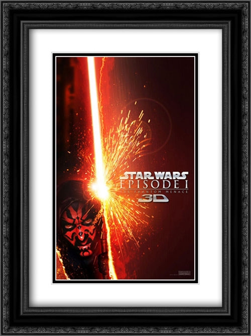 Star Wars: Episode I - The Phantom Menace 3D 18x24 Black Ornate Wood Framed Movie Poster with Double Matting